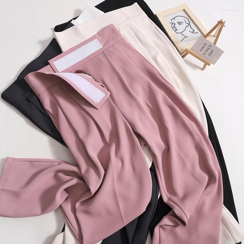 

Women' Pants Summer Suit Wide Leg For Women Office Ladies Loose Straight High Waist Bottoms 2023 Casual Female Trousers, Pink