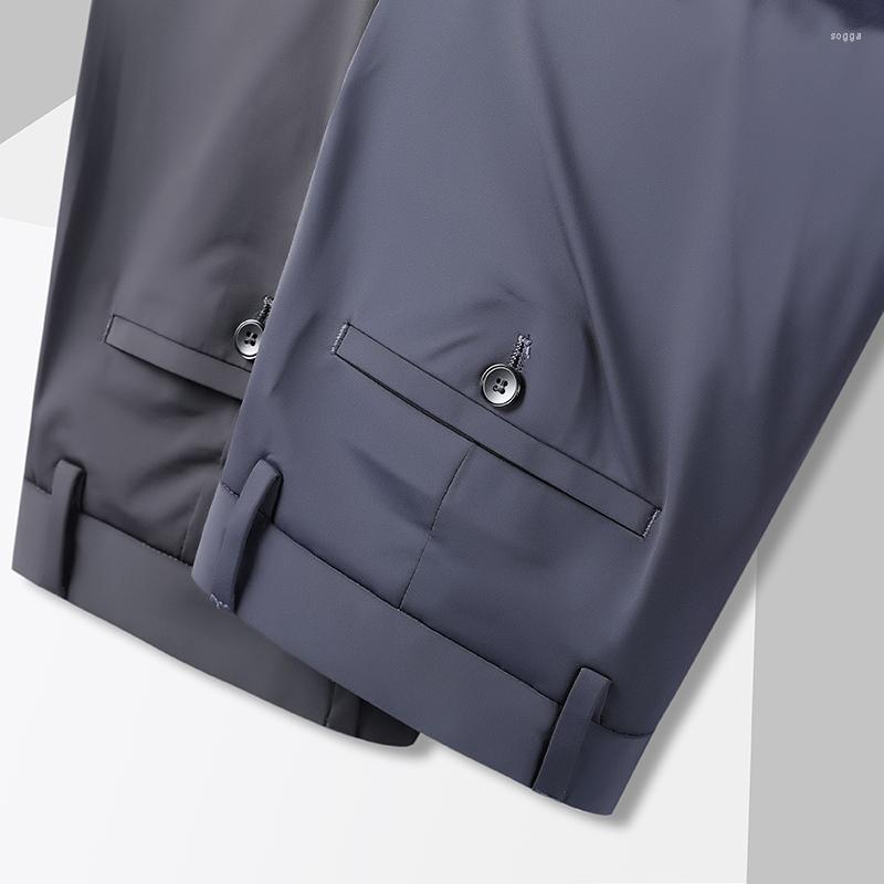 

Men's Pants High-sag Silky Elastic Crease Resistant For Men's Summer Business Commute Thin Straight Ironing Casual, Black