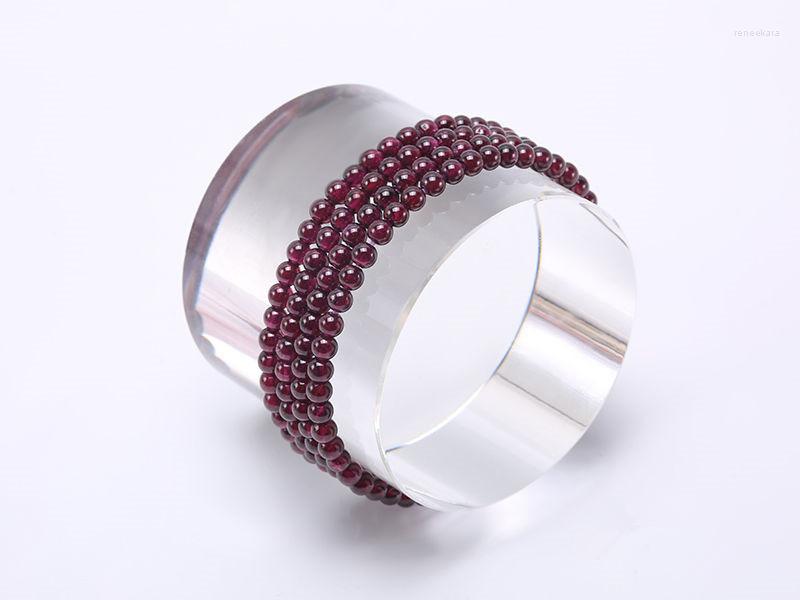 

Strand Women Beautiful 4mm Natural Round Garnet Bracelet Bangle 27"