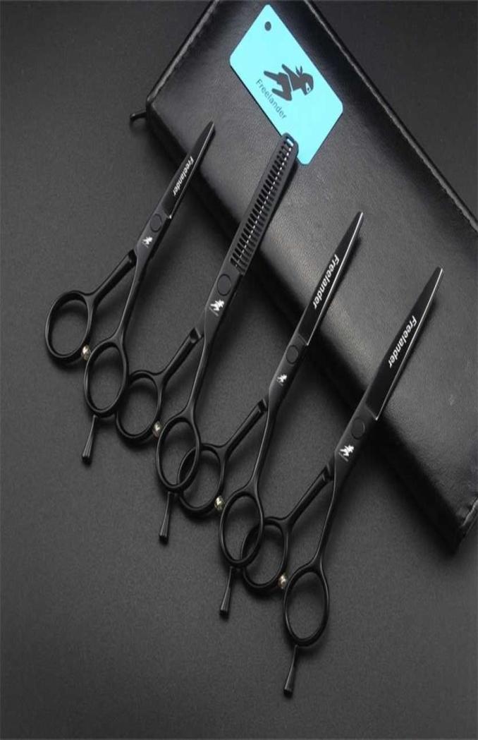 

4quot 5quot 55quot Professional Hairdressing Scissors Set Stylist Flat Shears Thinning haircut Black paint hair scissors 448809130