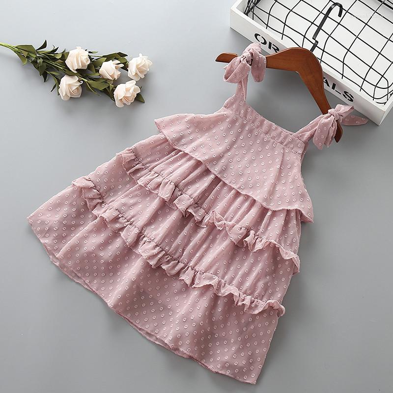 

Girl Dresses 2-7 Years High Quality Dress 2023 Summer Fashion Bow Solid Ruched Kid Children Clothing Party Princess, Beige