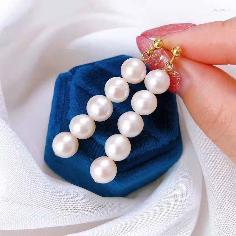 

Dangle Earrings S925 Ear Needle Fashion Elegant White Pearl Long For Women High Quality Gold Plated Natural Freshwater Dangler