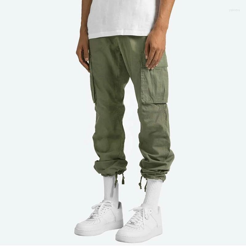 

Men's Pants Spring Fashion Casual Multi-Pockets Streetwear Men's Drawstring Trousers Summer Leisure Long Solid Color Loose, Black2 short