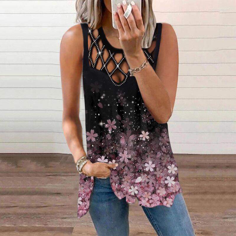 

Women' Tanks Sexy Tank Top Diamond Sleeveless Printed T-shirt For Women Vest Fashion Streetwear Clothing Elegant Female Blusas 25998, Pink