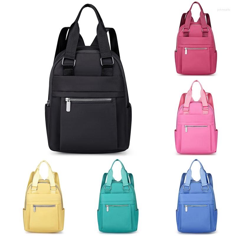 

School Bags Dual Use Double Backpack Handbag Outdoor Travel Oxford Cloth Convenient Bag Casual Fashion Female Rucksack Red