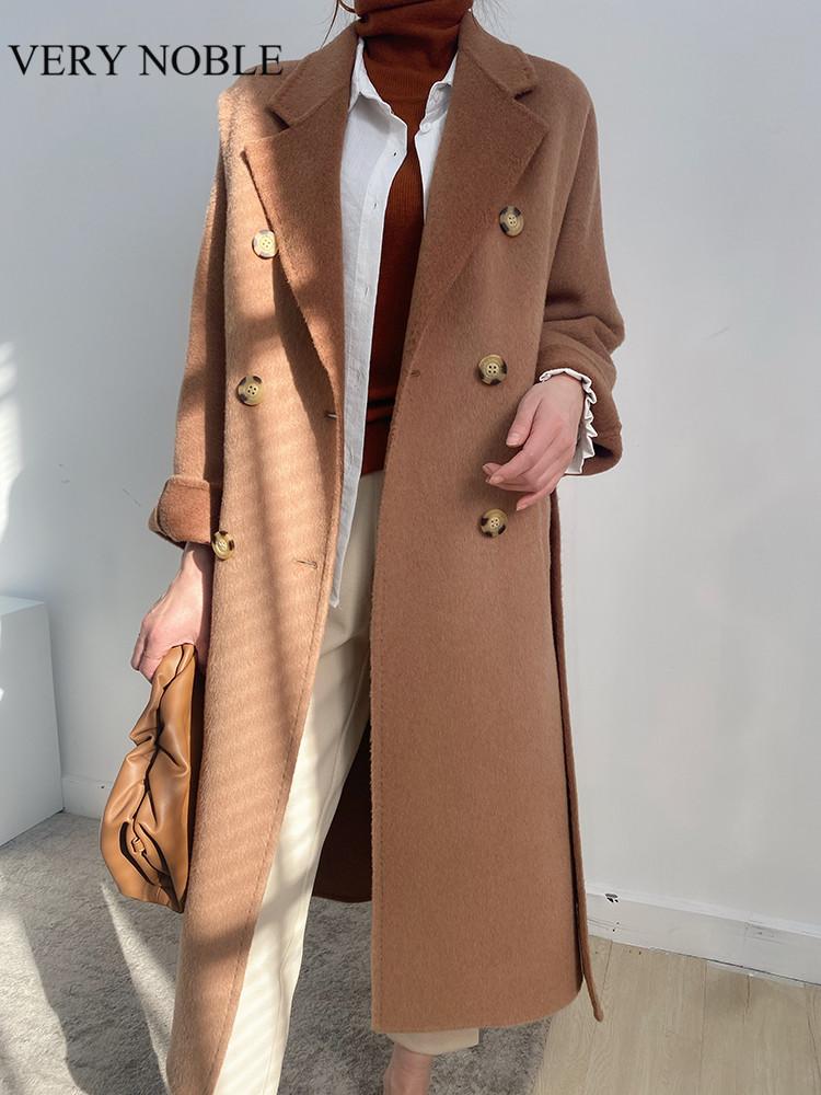 

Women' Wool & Blends VERY NOBLE Cashmere Coat Thicker Long Section Women Fashion Albaka Fabric Alpaca Autumn Winter Warm, Beige