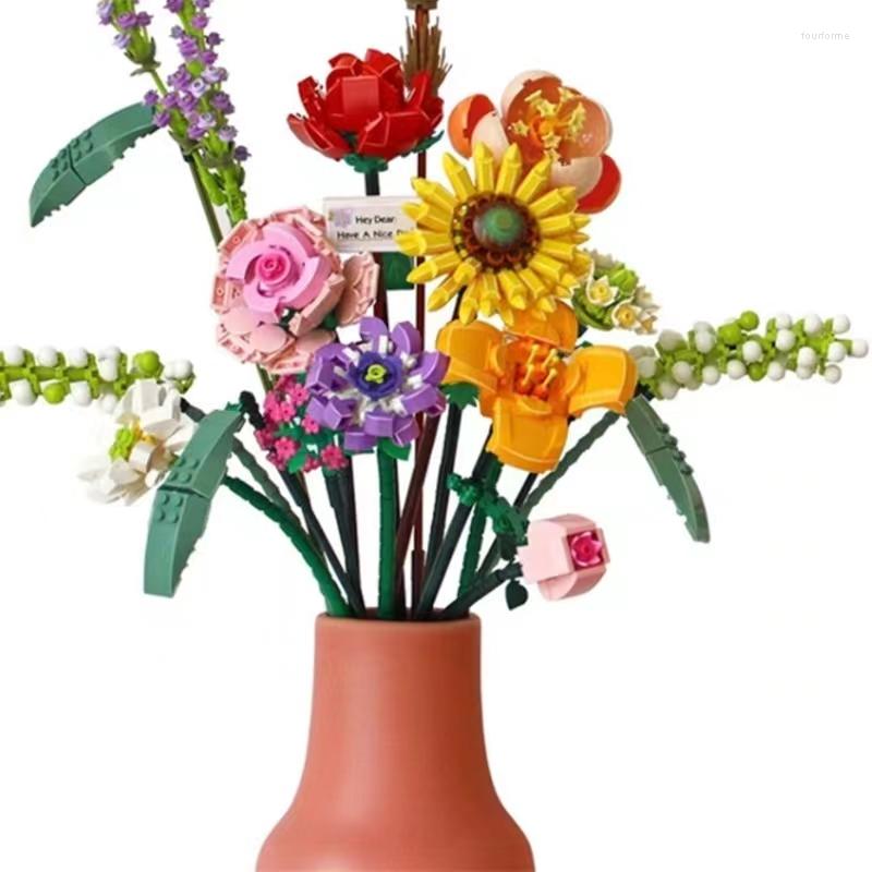 

Women's Shorts Assemble Building Block Bouquets Flower Small Particles Hand-assembled Unwithered Children Educational Toys, 287- no box