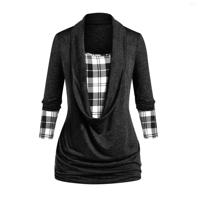 

Women's T Shirts Casual Gothic Women's T-shirts Plus Size Roll Up Sleeve Plaid Top Pullover For Daily, White