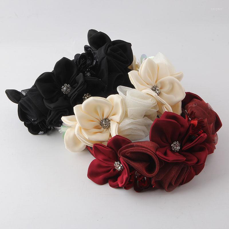 

Hair Clips Luxury Elegant Accessories Big Flower Floral Beautiful Hoop Fairy Wide Girl Dance Bridal Crystal Headband 365