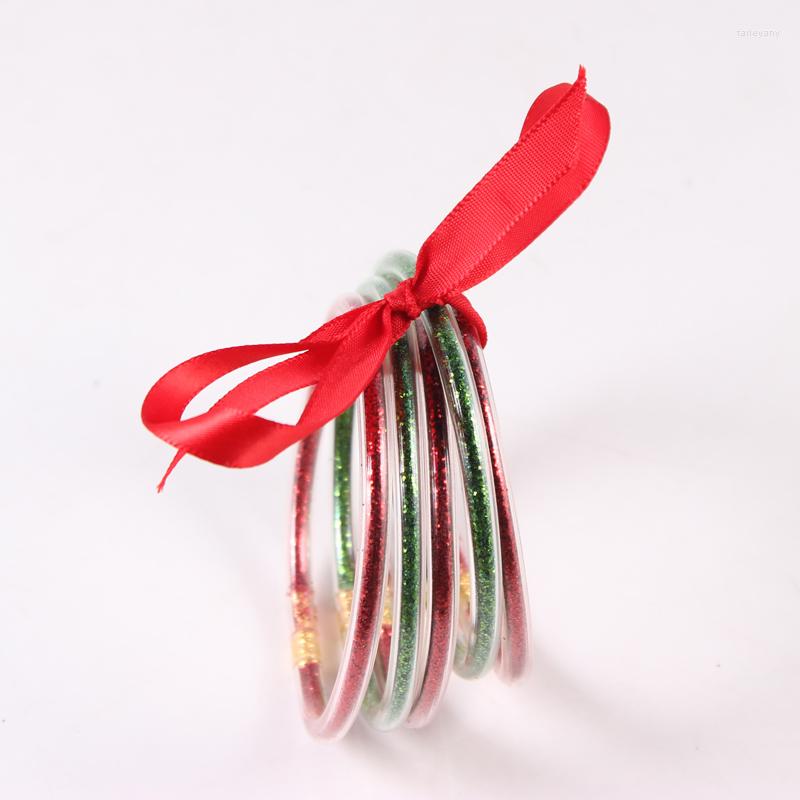 

Bangle 5pcs/set Glitter Jelly Bracelet Jewelry Lightweight Cute Red Green Bracelets For Women Xmas Gift Friendship