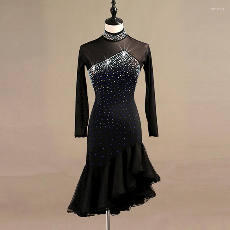 

Stage Wear Style Women's Ladies Latin Rumba Cha-cha Ballroom Competition Dancing Dress Costume Clothing Women Dance, Black