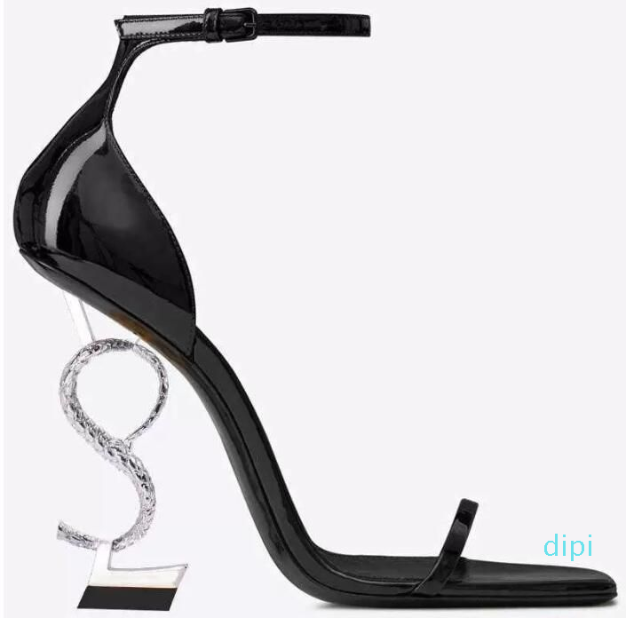 

designer women Sandals party fashion 100% leather Dance shoe new sexy heels Super 10cm Lady wedding Metal Belt buckle High Heel Woman shoes Large size, 10