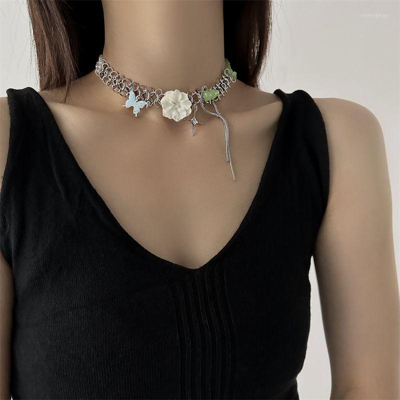

Chains Design Crystal Pearl Sweater Chain Cross Panels Astral Flower Necklace Female Babes Accessories Collarbone
