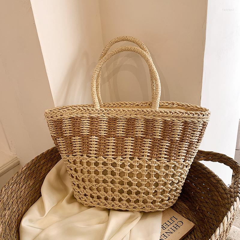 

Evening Bags Large Capacity Bag 2023 Women's Summer Shoulder Handbag Straw Basket, Beige