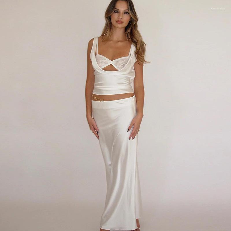 

Women' Tanks Women Solid Corest Cut Out Lace Crop Top For Sation Clubwear Silk Sleeveless Slim Tank, White top