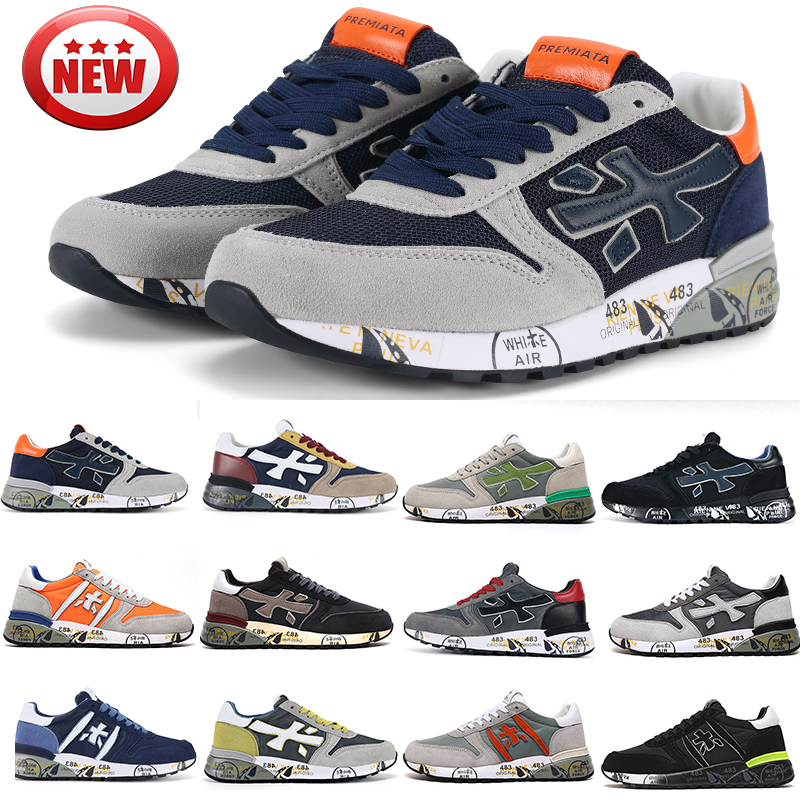 

Premiata outlet shoes Fashion Italy Running Shoes Men Mick lander Suede Sneaker Sport Trainers Steven Genuine women mens Designer Athletic outdoor Sneakers, 06 cool grey