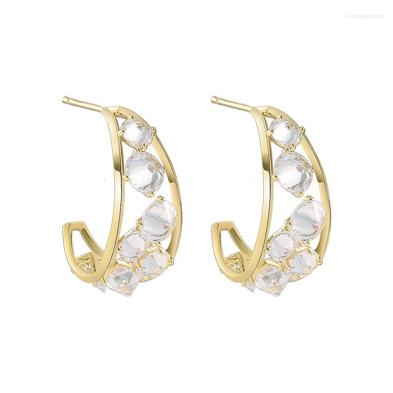 

Stud Earrings Fashion Personality Unusual Jewelry For Women 2023 Year Gift High Quality Gold Plated Ear With Stones