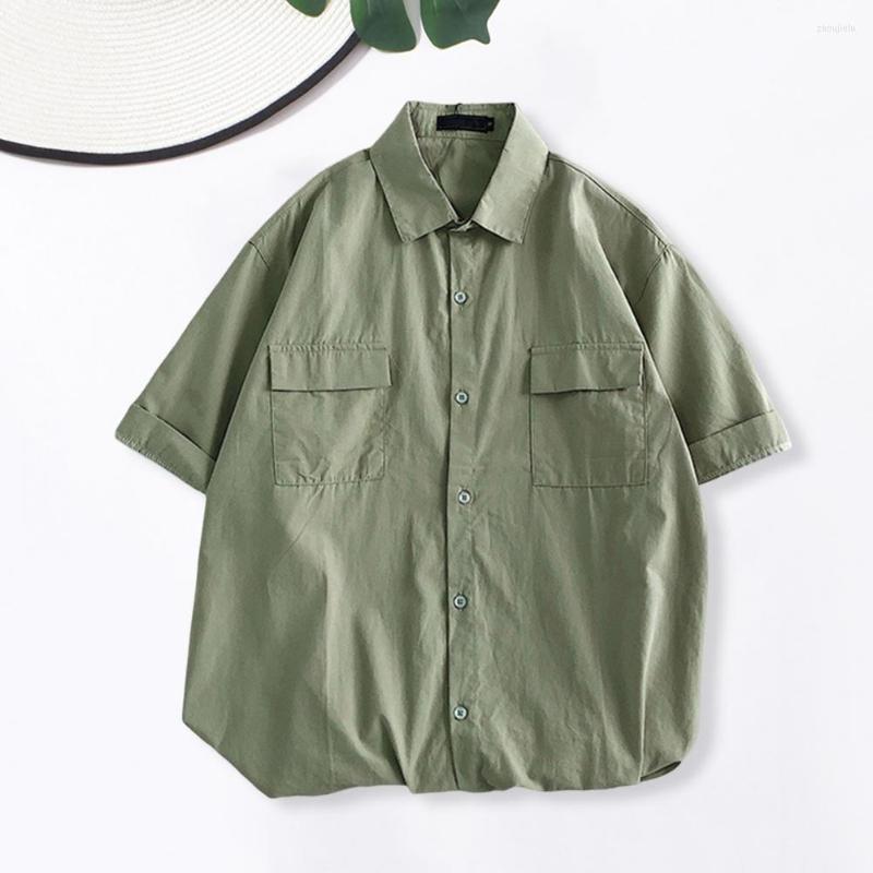

Men's Casual Shirts Trendy Shirt Breathable Flap Pockets Quick Drying Pure Color Top Cargo Versatile, Grey
