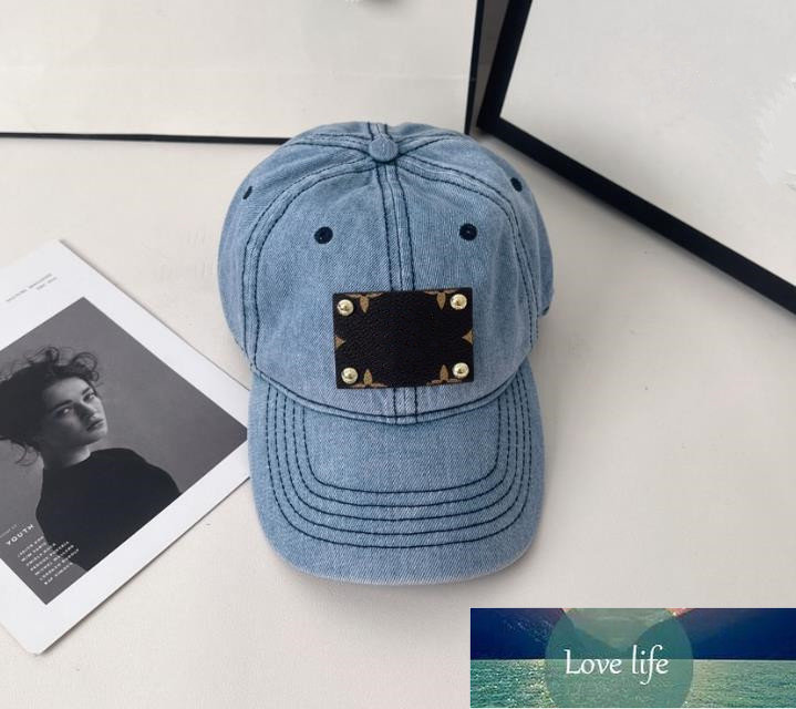 

Female Korean version tide all matching leather label denim cap summer fashion sun protection sun hat Fashion