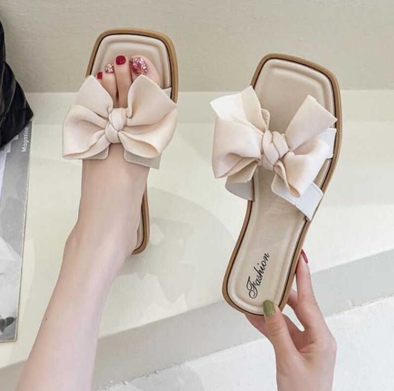 

Sandals 2023 Women's Flat Heels Bow Tie Wearing Fashion Outer Slippers Women Shoes, Q1
