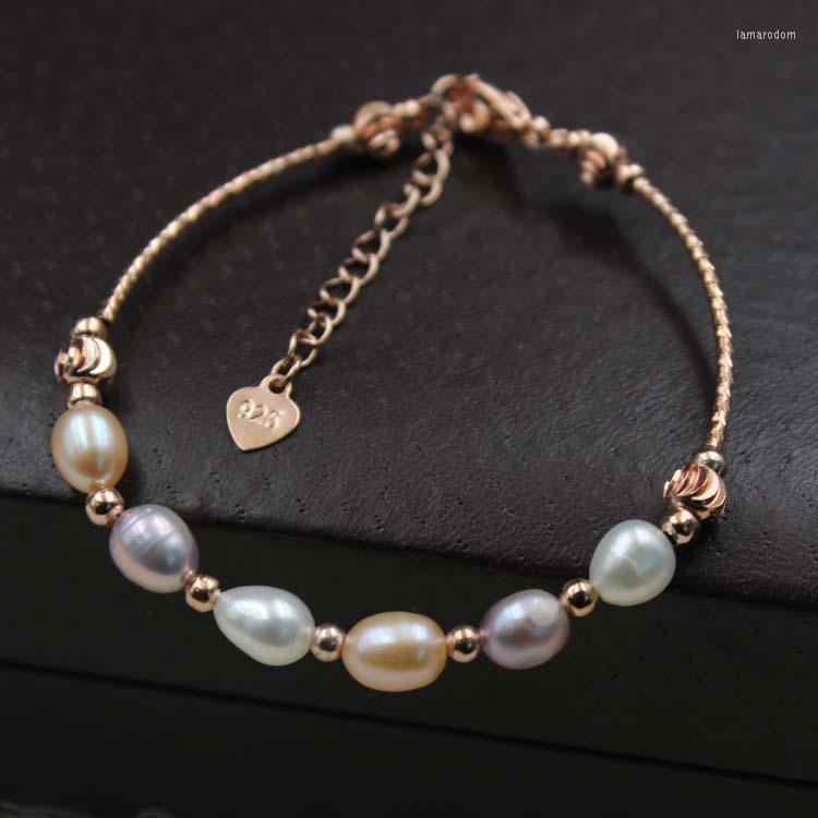 

Strand 7-8mm Genuine Freshwater Pearl Bracelet Beaded Making 2pcs/lot Chain 3.95"