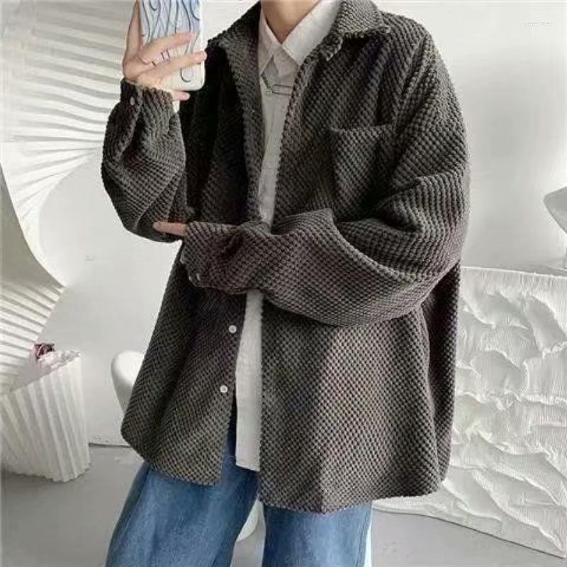 

Men's Casual Shirts Gmiixder 2023 Spring Autumn Unisex Hip Hop Corduroy High Street Long Sleeve Top Trend Korean Loose Jacket For Men Women, Khaki