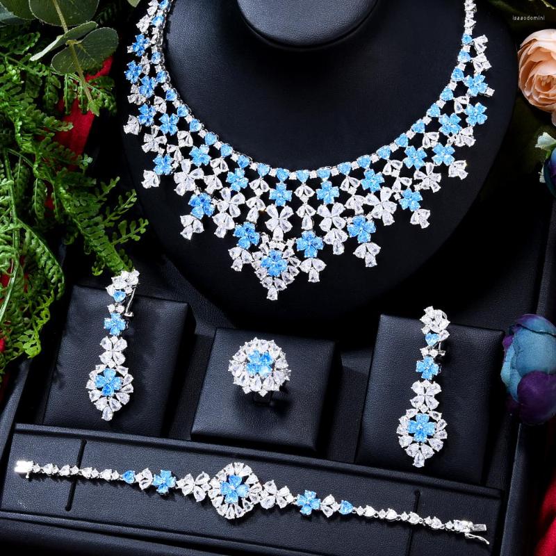 

Necklace Earrings Set Missvikki Luxury 7 Colors 4pcs Bangle Ring Gougeous Splicing For Women Wedding Party, Picture shown
