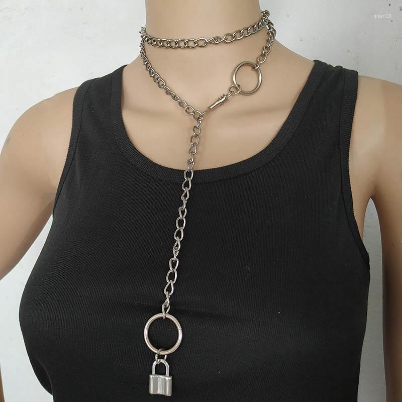 

Chains Handmade Collar Unisex Padlock Pendant Necklace Long Metal Chain Choker For Men Women Girls Boys Friend Gift