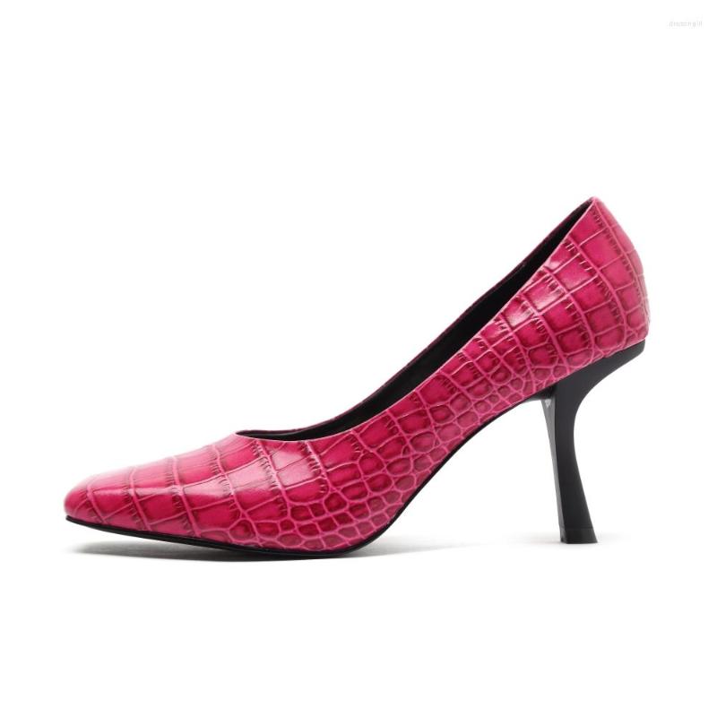 

Dress Shoes Roni Bouker Spring Summer Women Genuine Leather Pumps Woman Snake Print High Heels Women's Pink Office Lady Footware, Pink leather