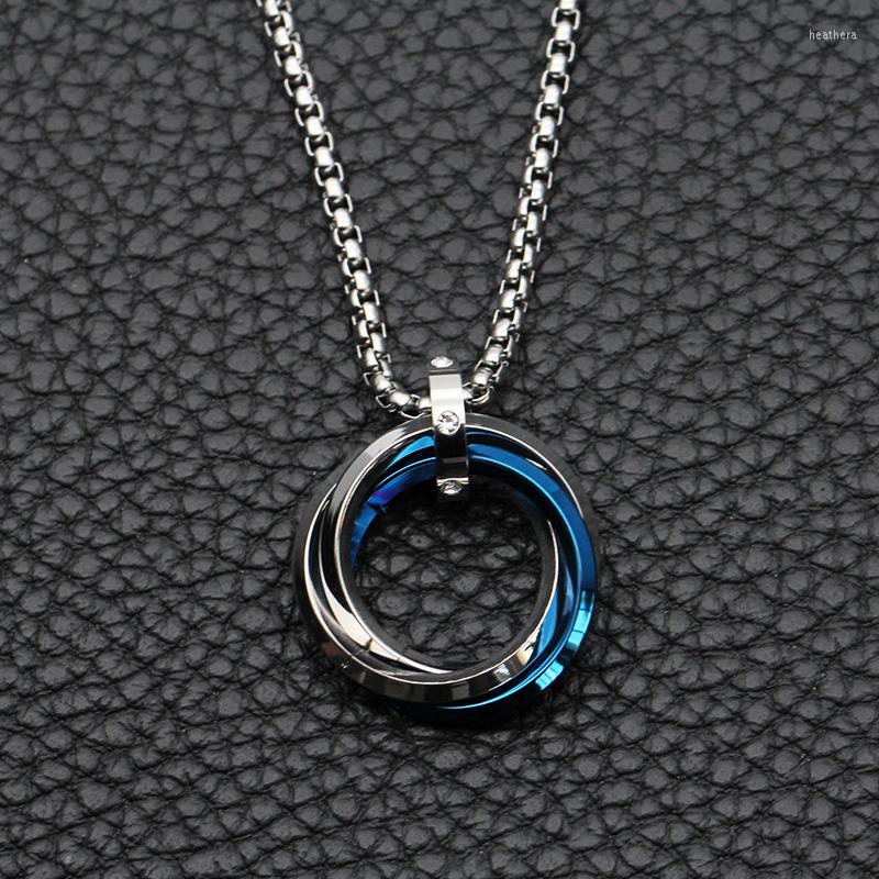 

Pendant Necklaces Men's Necklace Three Turn Stainless Steel Couple Circle Women Accessories Jewelry Wholesale