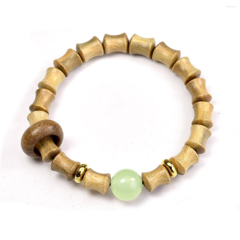 

Strand 8mm Natural Green Sandalwood Tibetan Zen Buddha Beads Bracelets Men And Women Luminous Bamboo Strings Bracelet