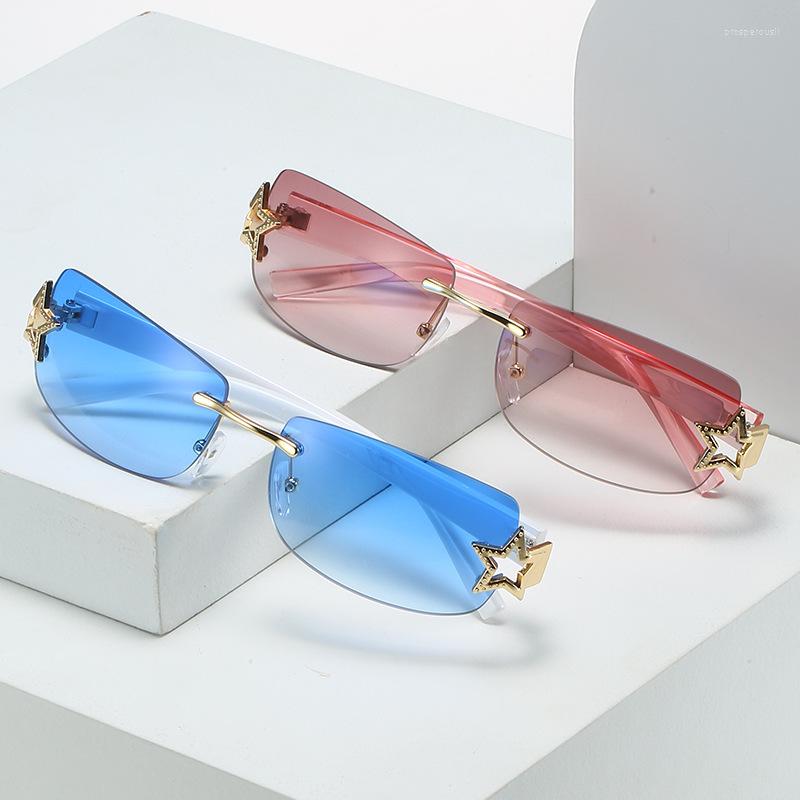 

Sunglasses 2023 Frameless Square European And American Fashion Street Glasses