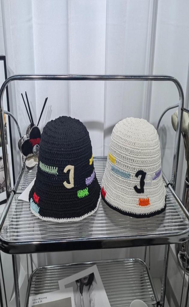 

2022 Handknit wool hat cute color stripe color show face small fisherman hat warm ear protection basin hat7966162, White