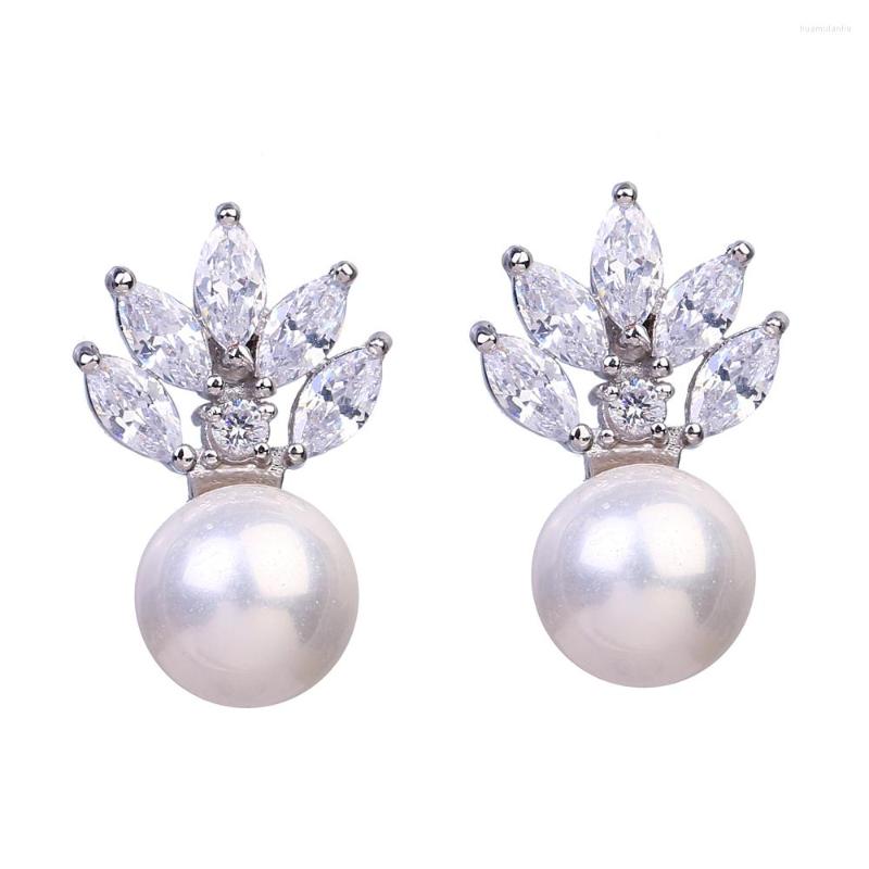 

Stud Earrings Bettyue Fashion Cute Circular Pearl Branch Shape Cubic Zircon Colorful Jewelry For Female Bridal Party Gift