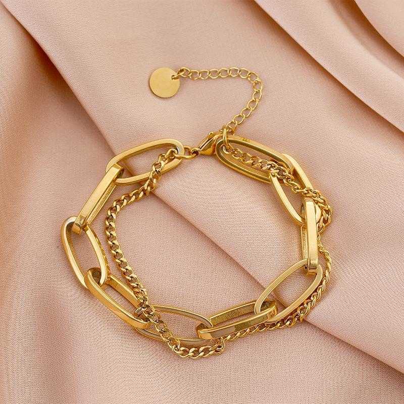 

Longrui Retro Fashionable Golden Long Chain Pendant Double Layer Thick Bracelet Female Fashion Brand Ornament