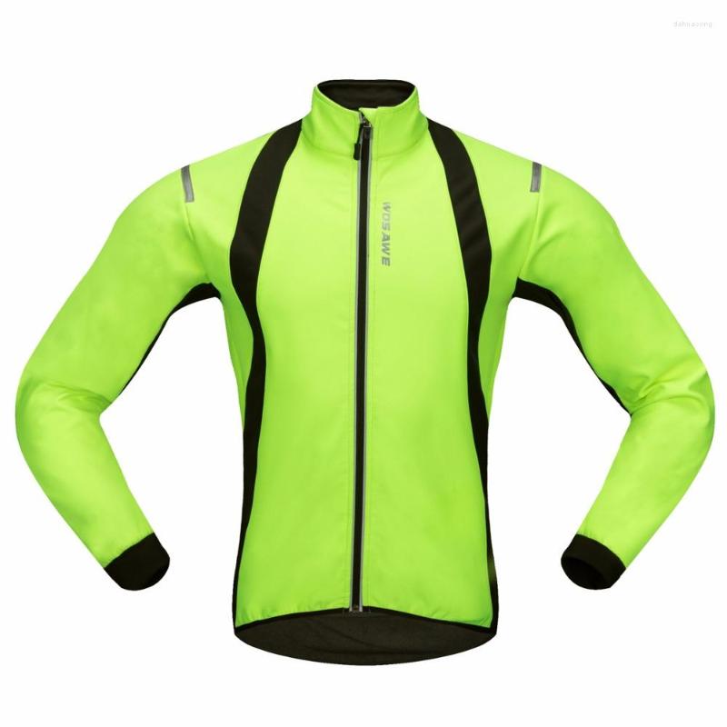 

Racing Jackets Outdoor Autumn Winter Cycling Jacket Thermal Windproof Waterproof Fleece Long Jersey, Green