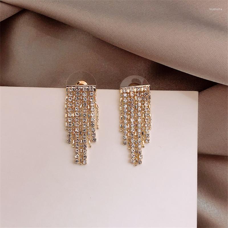 

Dangle Earrings Trendy Crystal Tassel Drop For Woman Summer Korean Long Earring Female Irregular Fashion Jewelry 2023