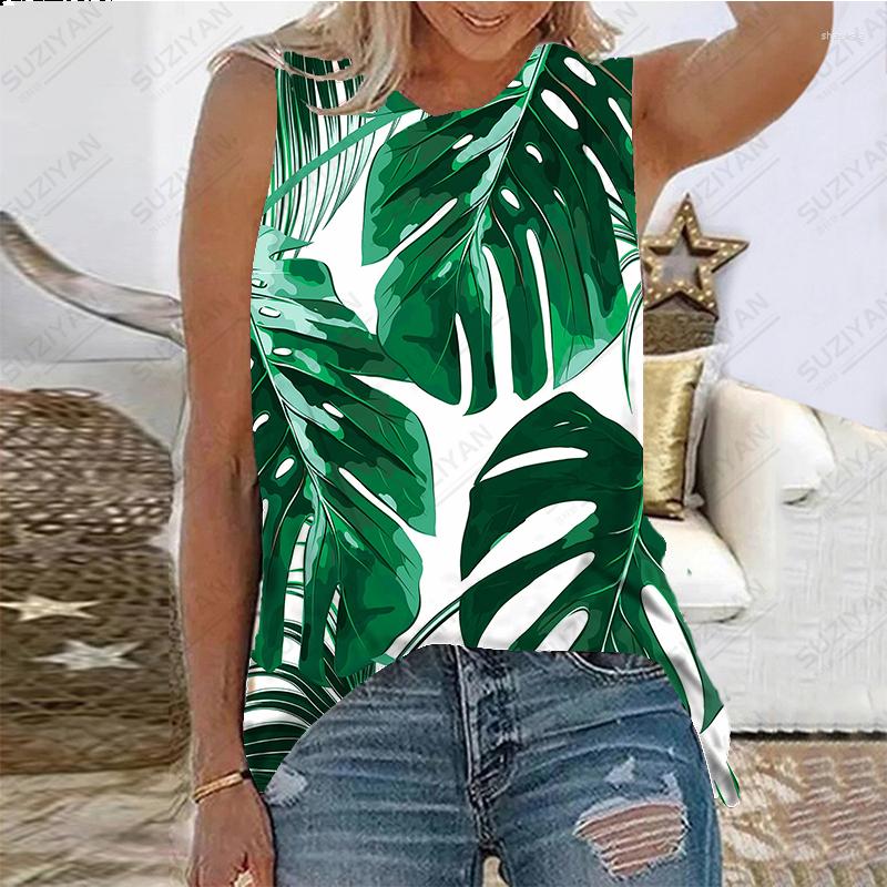 

Women's T Shirts 2023Women's Summer Sleeveless Tank Top 3D Digital Print Colorful Leaf Personalized Hawaiian Style Women's Pullover, Pmm1226wg