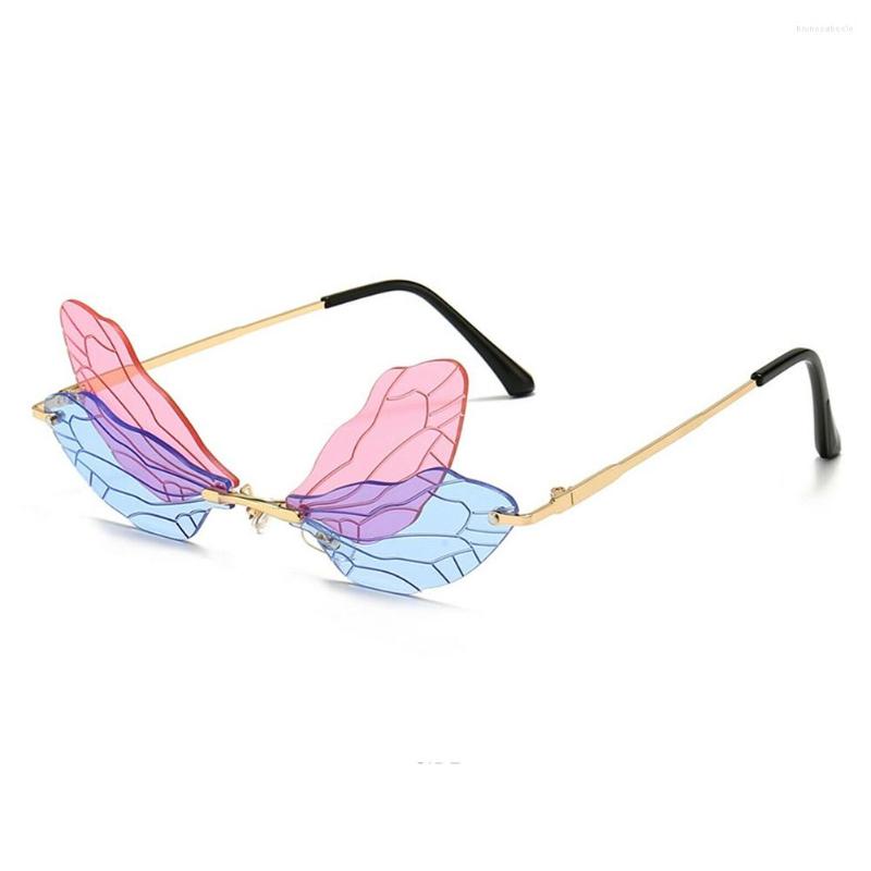 

Sunglasses Women Rimless Fashion Vintage Dragonfly Steampunk Frameless Gradient