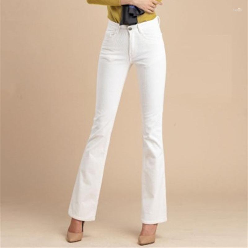 

Women's Jeans 2023 Women Spring And Autumn Mid-high Waist Flared Trousers White Black Casual Pants Size 26-38