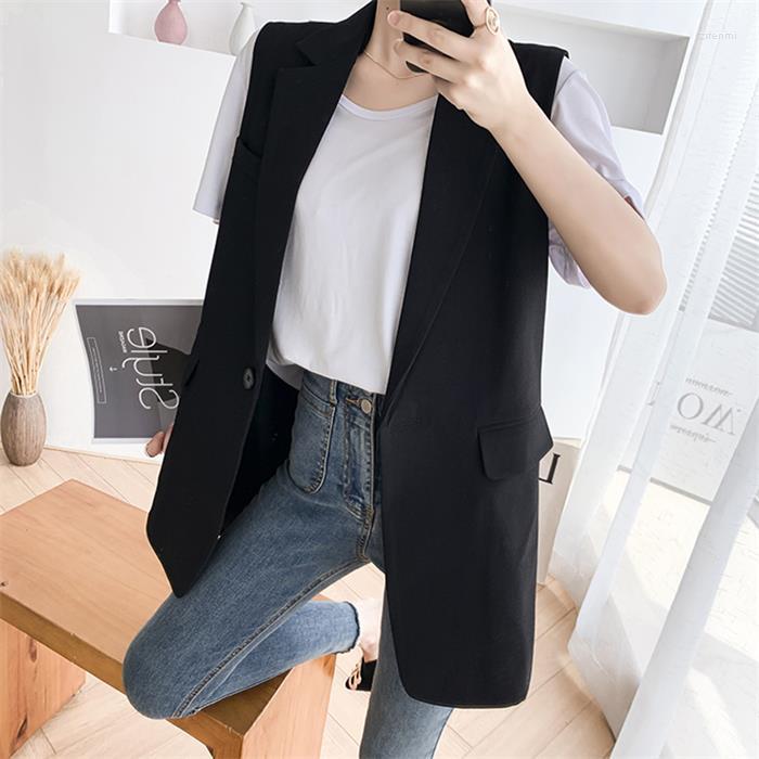 

Women' Vests 2023 For Women Single Button Lapel Collar Vest Blazer Sexy Sleeveless Summer Autumn All-Match Daily Club Streetwear G45, Black