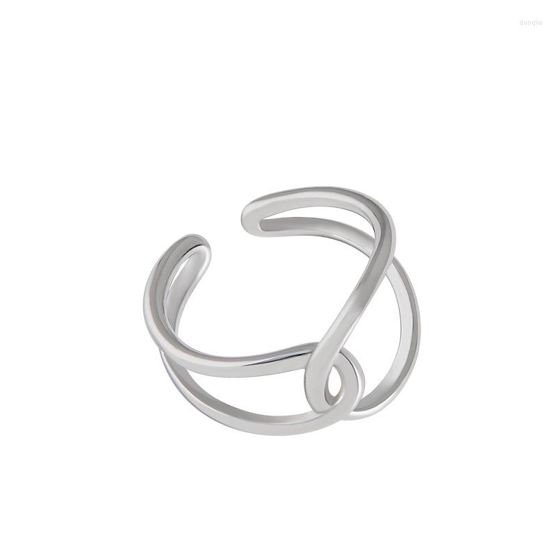 

Cluster Rings 925 Sterling Silver Ring Ins Minimalist Personalized Cross Line Open Women's