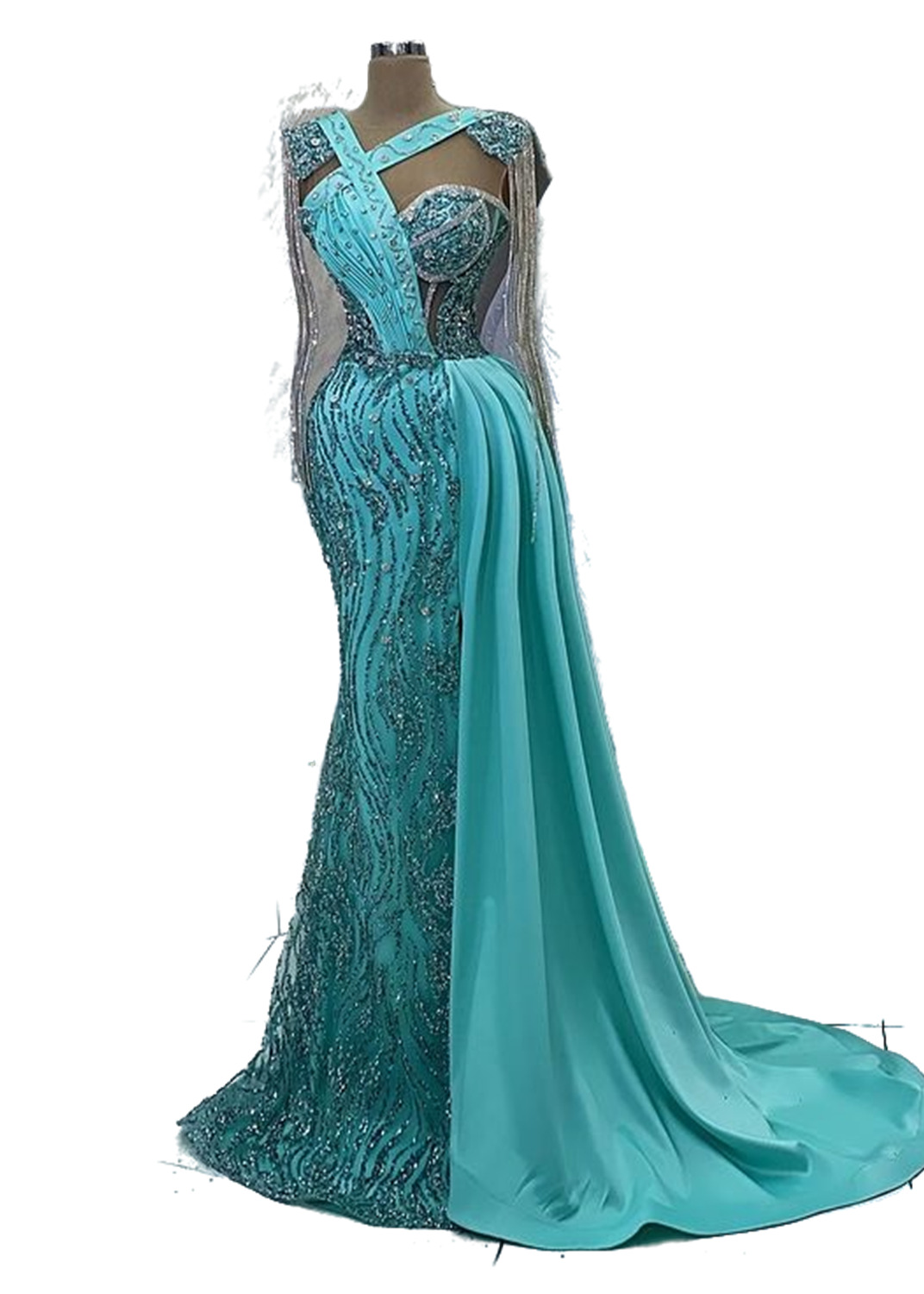 

Aso Ebi 2023 Arabic Beaded Crystals Prom Dress Mermaid Sequined Evening Formal Party Second Reception Birthday Engagement Gowns Dresses Women Robe de Soiree SH0145, Dark green