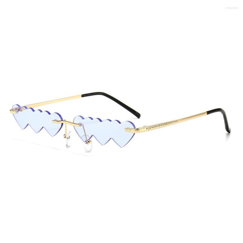 

Sunglasses 2023 Small Rimless Women Luxury Fashion Heart Unique For Outdoor Party