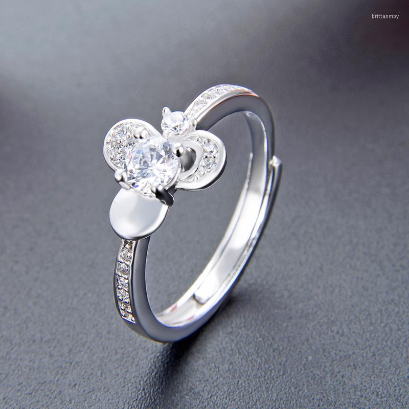 

Cluster Rings Flower With Zircon Adjustable Ring Style Romantic Good Jewerly For Women In 925 Sterling Silver Super Deals