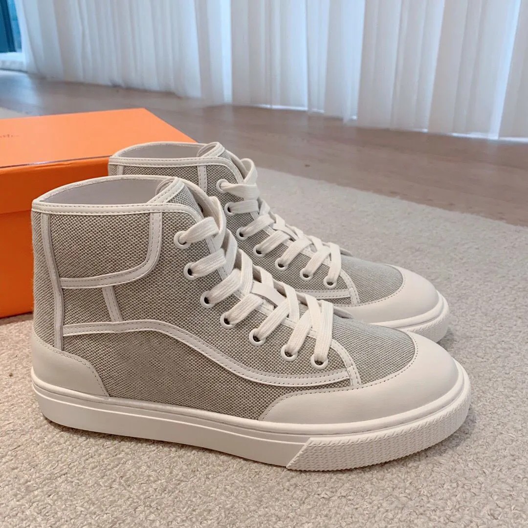 

23S/S Famous Brand Men High-top Get Up Sneaker Shoes Calfskin Leather Trainers Ultra-light Sole Skateboard Walking Discount Footwear EU38-46 BOX