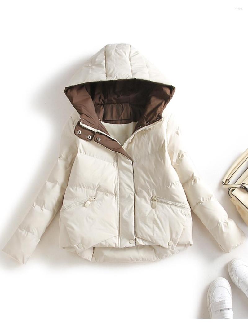 

Women's Trench Coats Down Cotton Jacket Female 2023 Winter Short Thick Coat, Black
