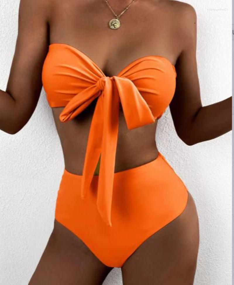 

Women' Swimwear Sexy Swimming For Women Trend 2023 Swimsuit Strapless Female Bikini Sets Two-piece Bathing Suits High Waist Beachwear, Orange