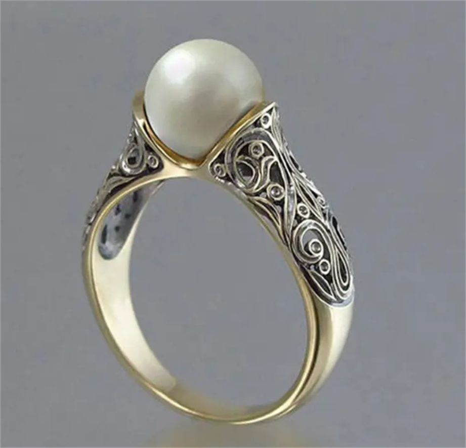 

Elegant Vintage-Style Copper Promise Ring with Faux Pearls - Perfect for Weddings!