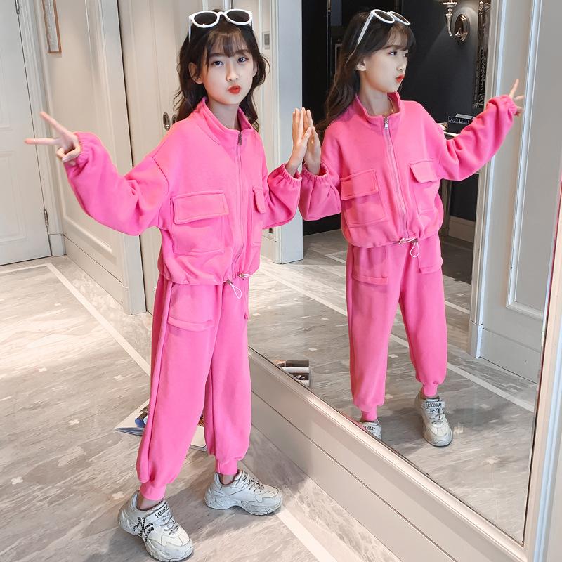 

Clothing Sets Corduroy Kids Hooded Jacket Girls Clothes Set Zipper Sweatshirt & Pants 2Pcs Sport Suits Teenager Tracksuits Children, As pictures